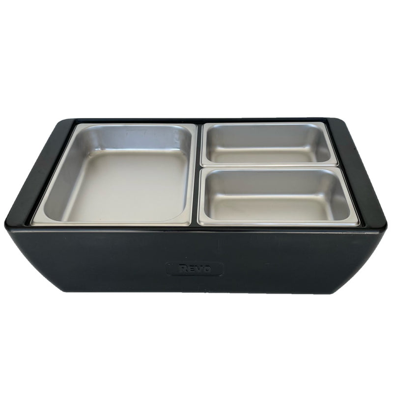 REVO MIX Pan Set | Stainless Steel 2.5" deep | One 1/2 Size and Two 1/4 size food pans