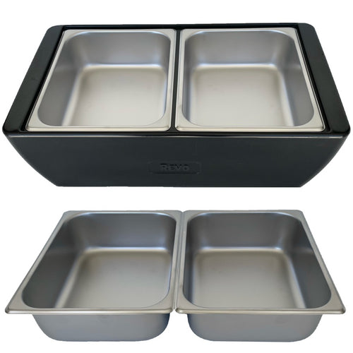 REVO HALF Size Pan Set |  Stainless Steel 4" deep | Two 1/2 Size food pans