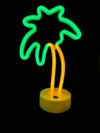 REVO Tropical Party Pack Neon Lights make any party more festive with their bright fun colors.  They operate on 3 AA batteries and also come with a USB cord and can run off of that.  Top switch for easy on/off.  Tropical theme set of 4 different lights.  Flamingo is 12.5"h by 6.5"w. Palm Tree is 11.5"h by 7"w. Pineapple is 11.5"h by 6"w.  Toucan is 9.5"h by 5.5"w.  