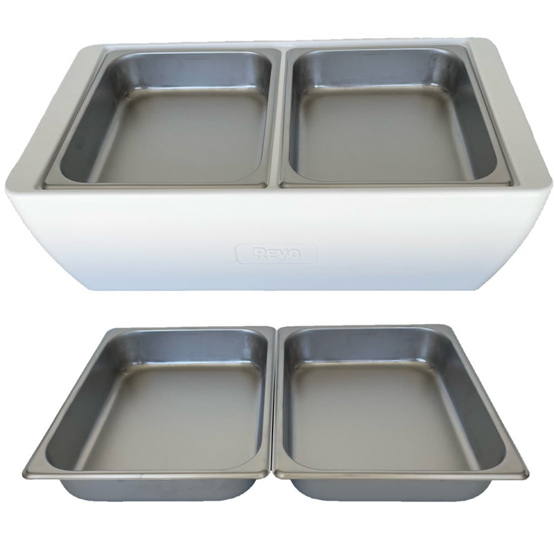 REVO HALF Size Pan Set |  Stainless Steel 2.5" deep | Two 1/2 Size food pans