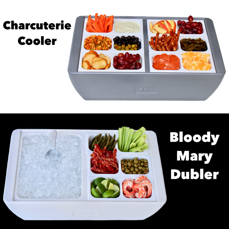 REVO Dubler Cooler, insulated ice bucket and condiment trays