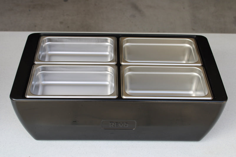 REVO QTR Food Pan Set | Four 1/4 size Polycarbonate 2.5" deep